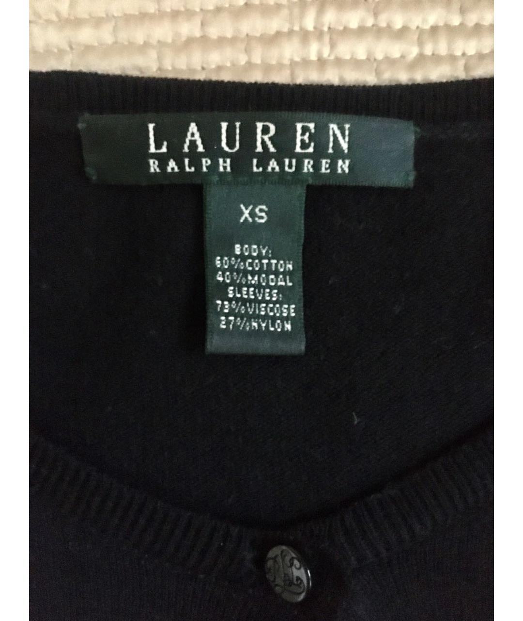 RALPH LAUREN Черный хлопковый кардиган, фото 3