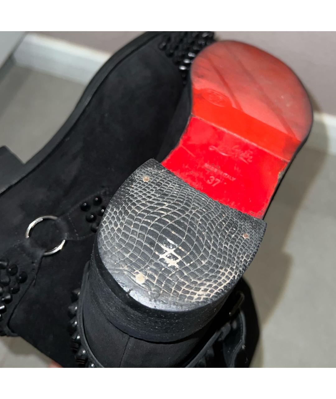CHRISTIAN LOUBOUTIN Черные замшевые сапоги, фото 3