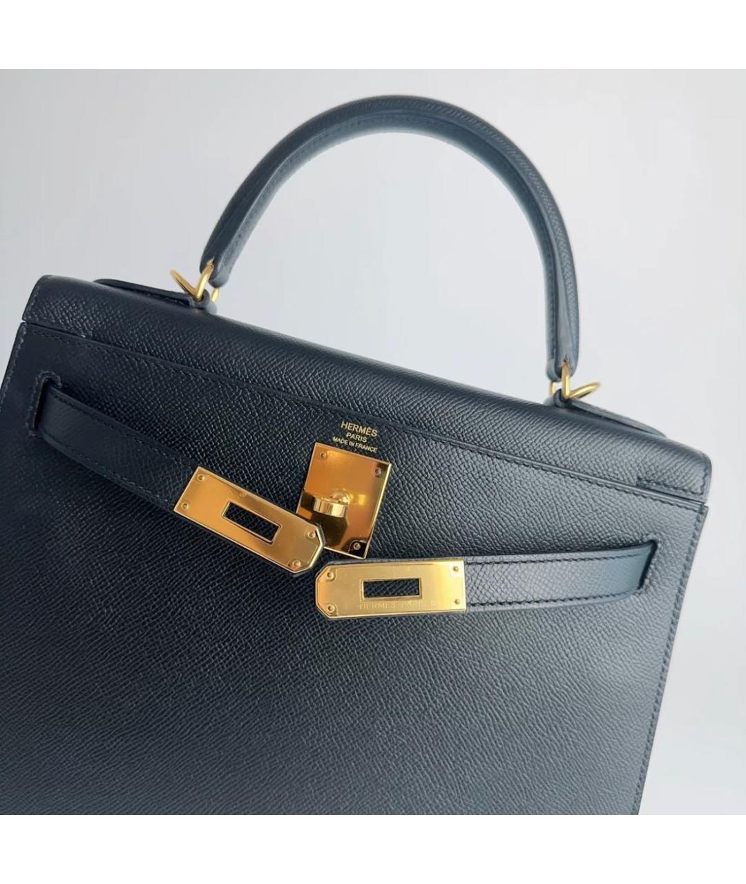 HERMES Черная кожаная сумка с короткими ручками, фото 7