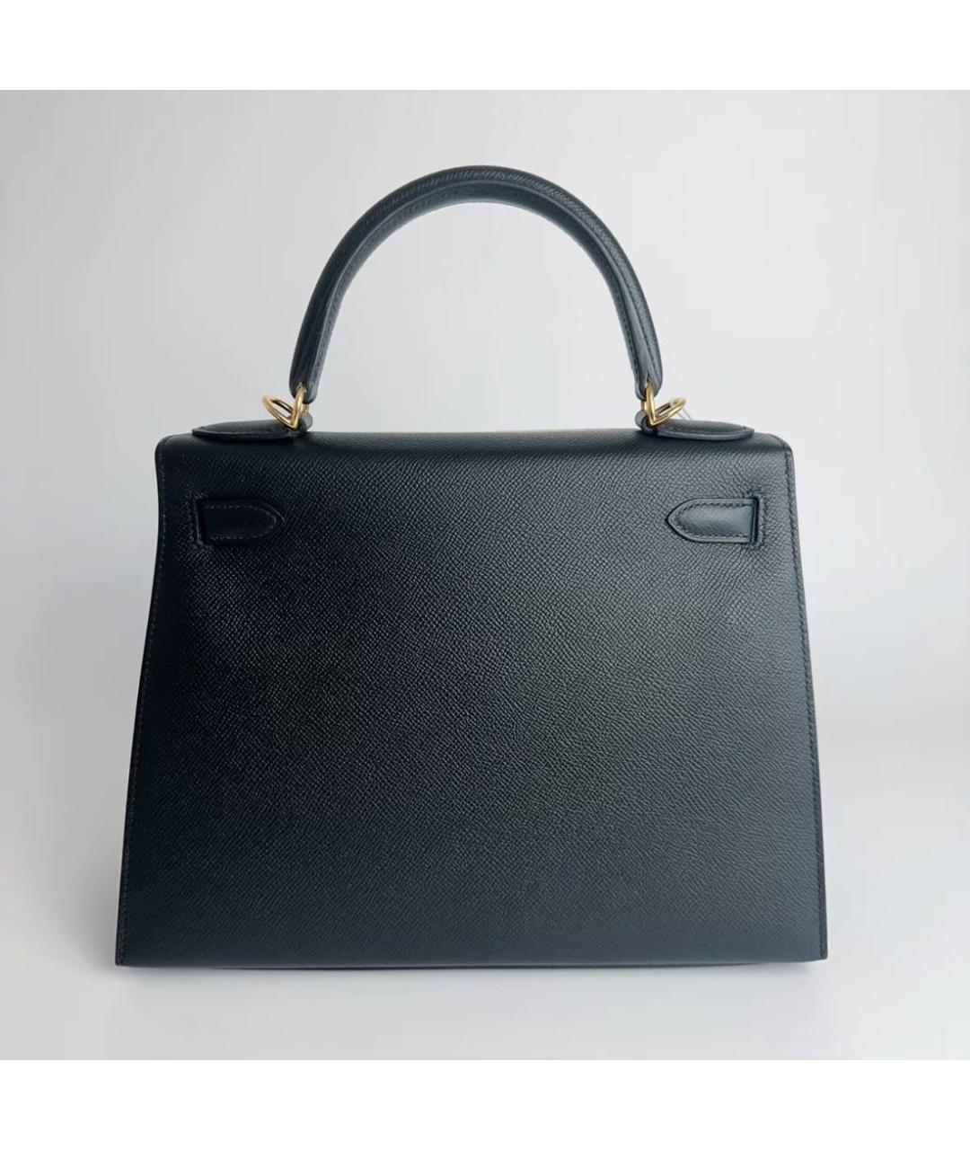 HERMES Черная кожаная сумка с короткими ручками, фото 5