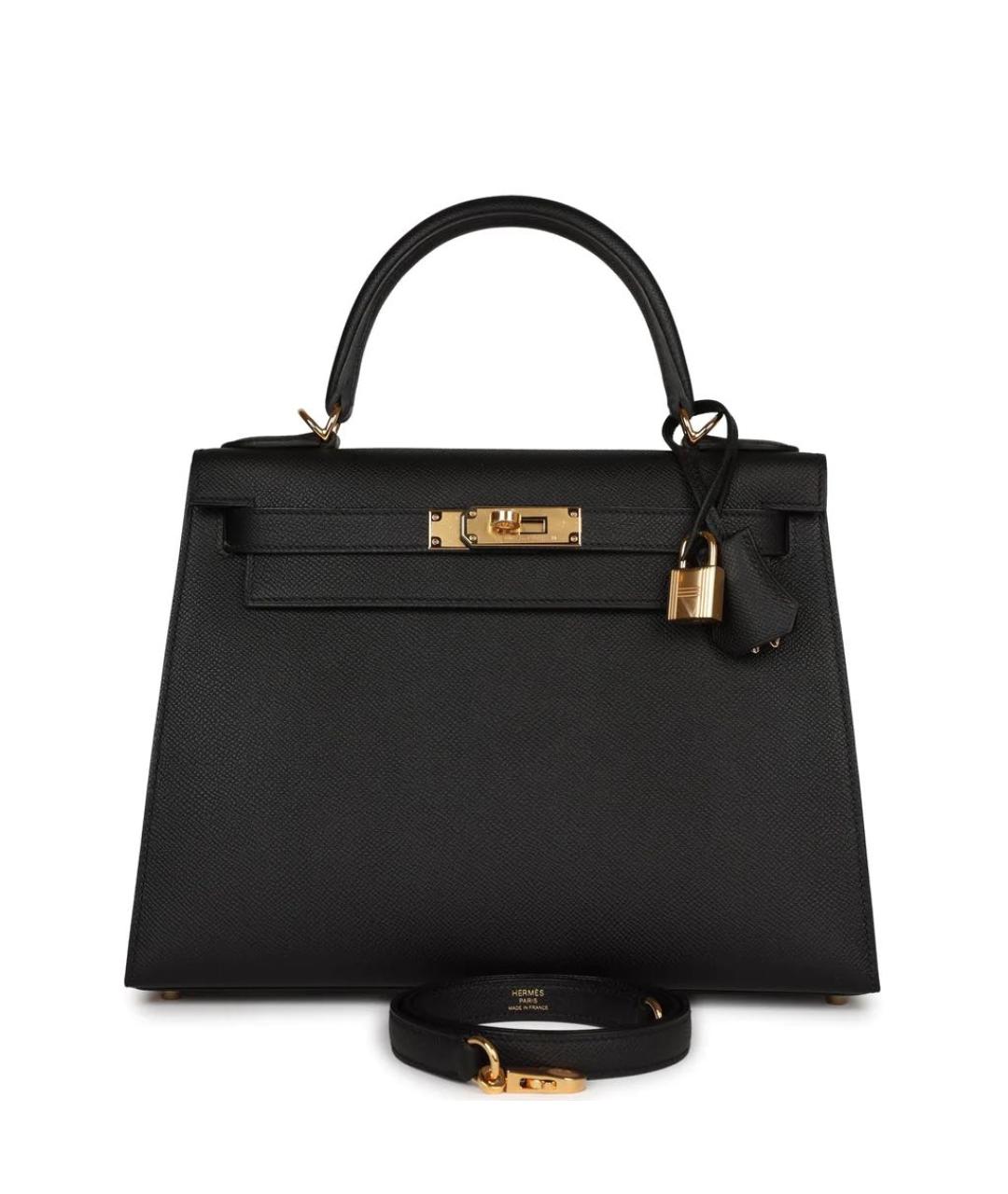 HERMES Черная кожаная сумка с короткими ручками, фото 8