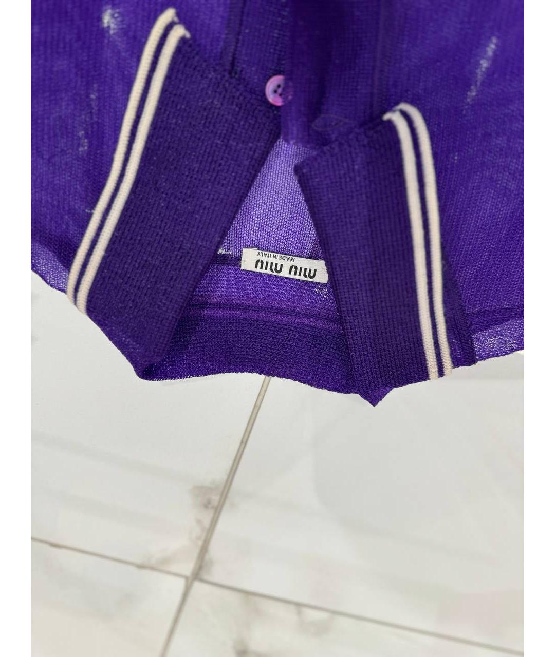 MIU MIU Фиолетовое поло с коротким рукавом, фото 5
