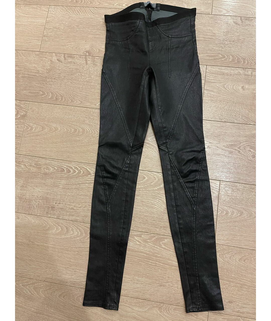 HELMUT LANG Черные кожаные брюки узкие, фото 5