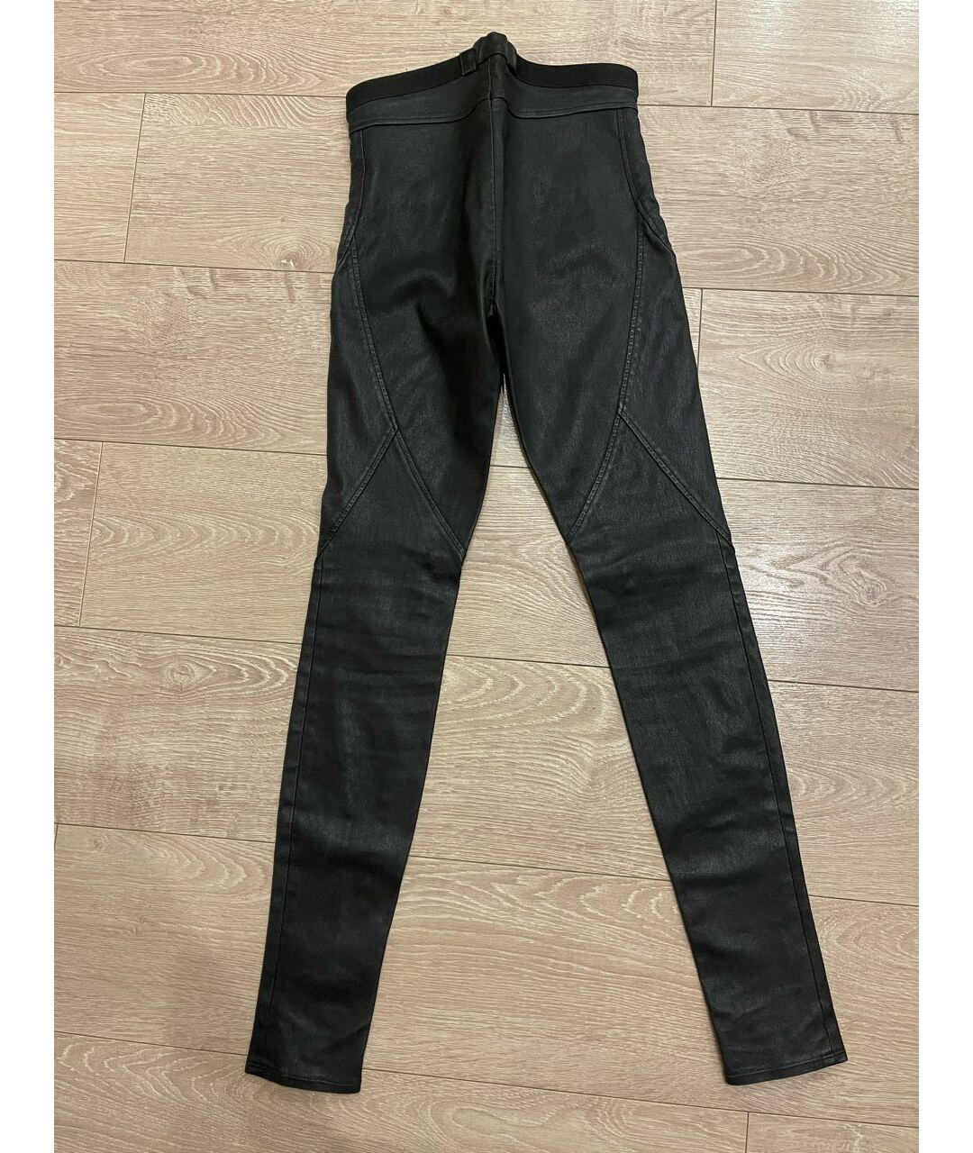HELMUT LANG Черные кожаные брюки узкие, фото 2
