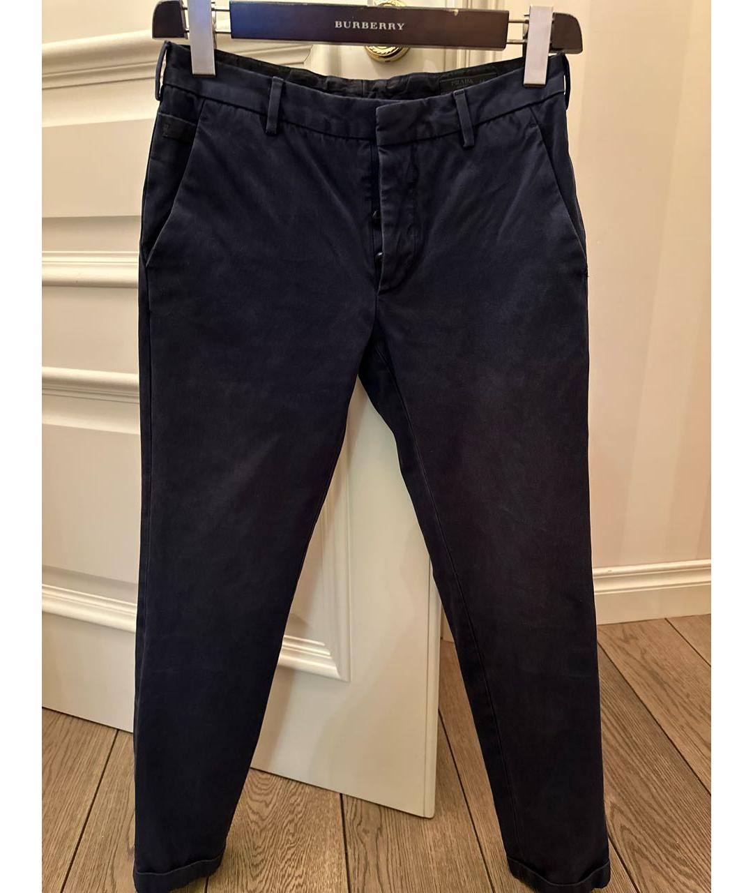 PRADA Темно-синие хлопковые брюки чинос, фото 5