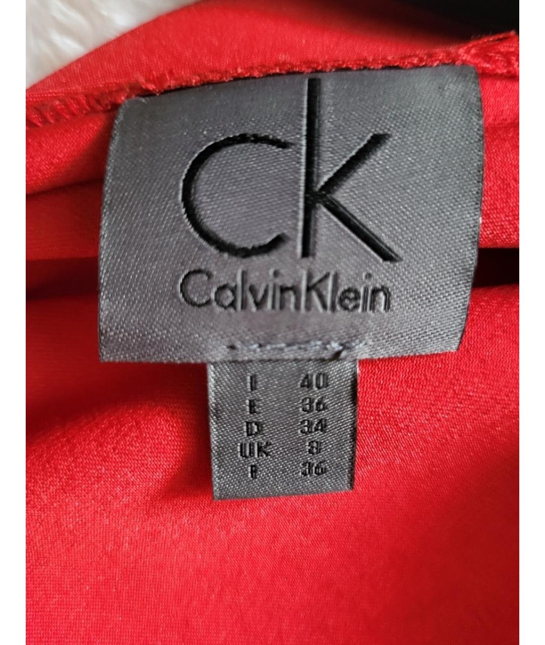 CALVIN KLEIN Красное полиэстеровое коктейльное платье, фото 5