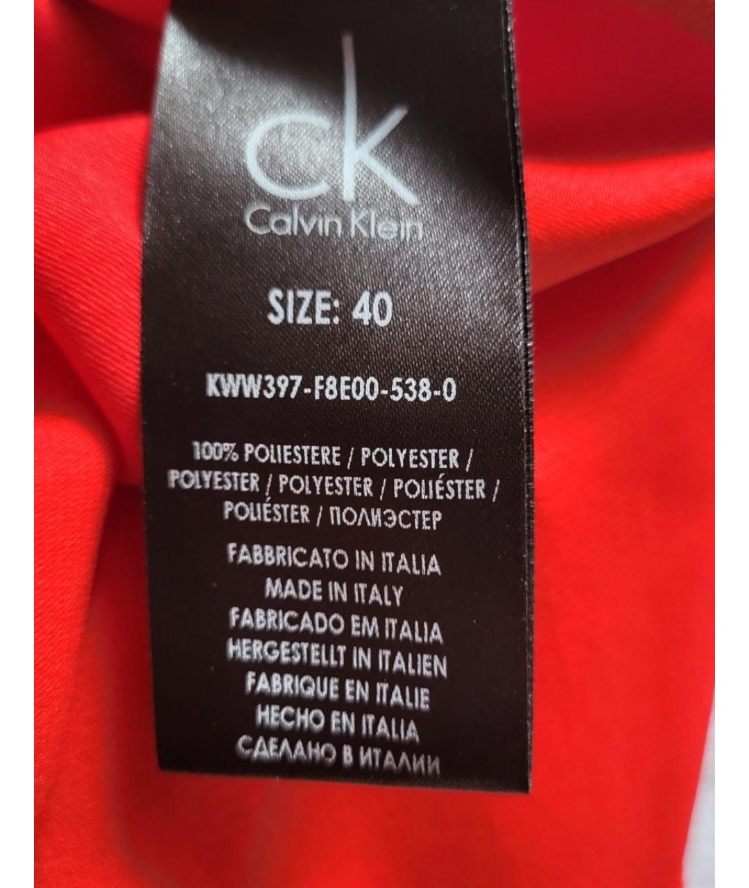 CALVIN KLEIN Красное полиэстеровое коктейльное платье, фото 6