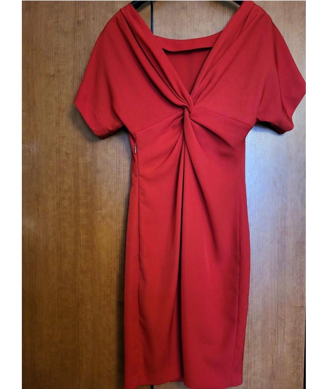 CALVIN KLEIN Красное полиэстеровое коктейльное платье, фото 2