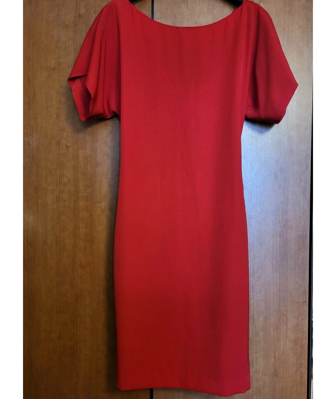 CALVIN KLEIN Красное полиэстеровое коктейльное платье, фото 8