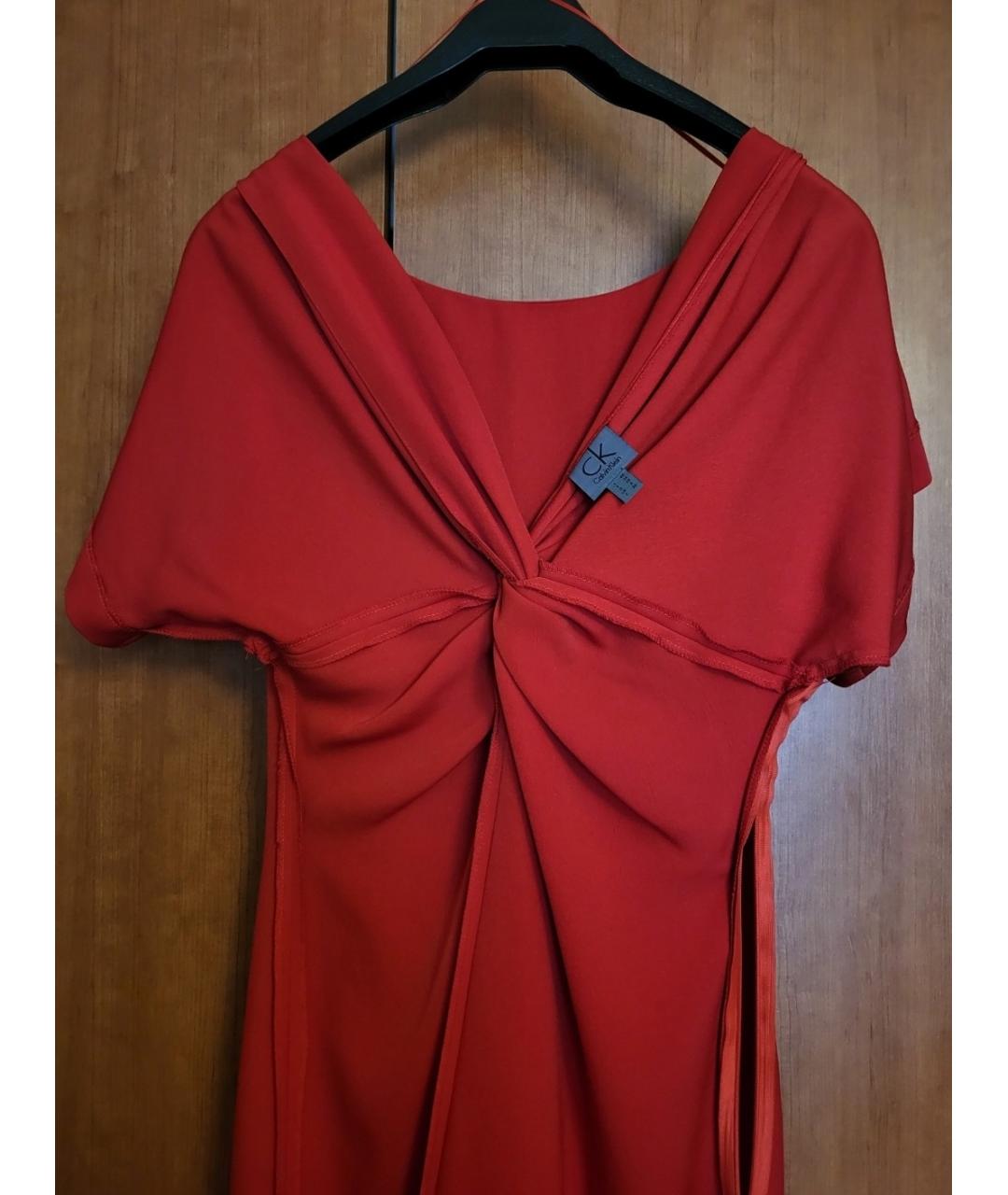 CALVIN KLEIN Красное полиэстеровое коктейльное платье, фото 3