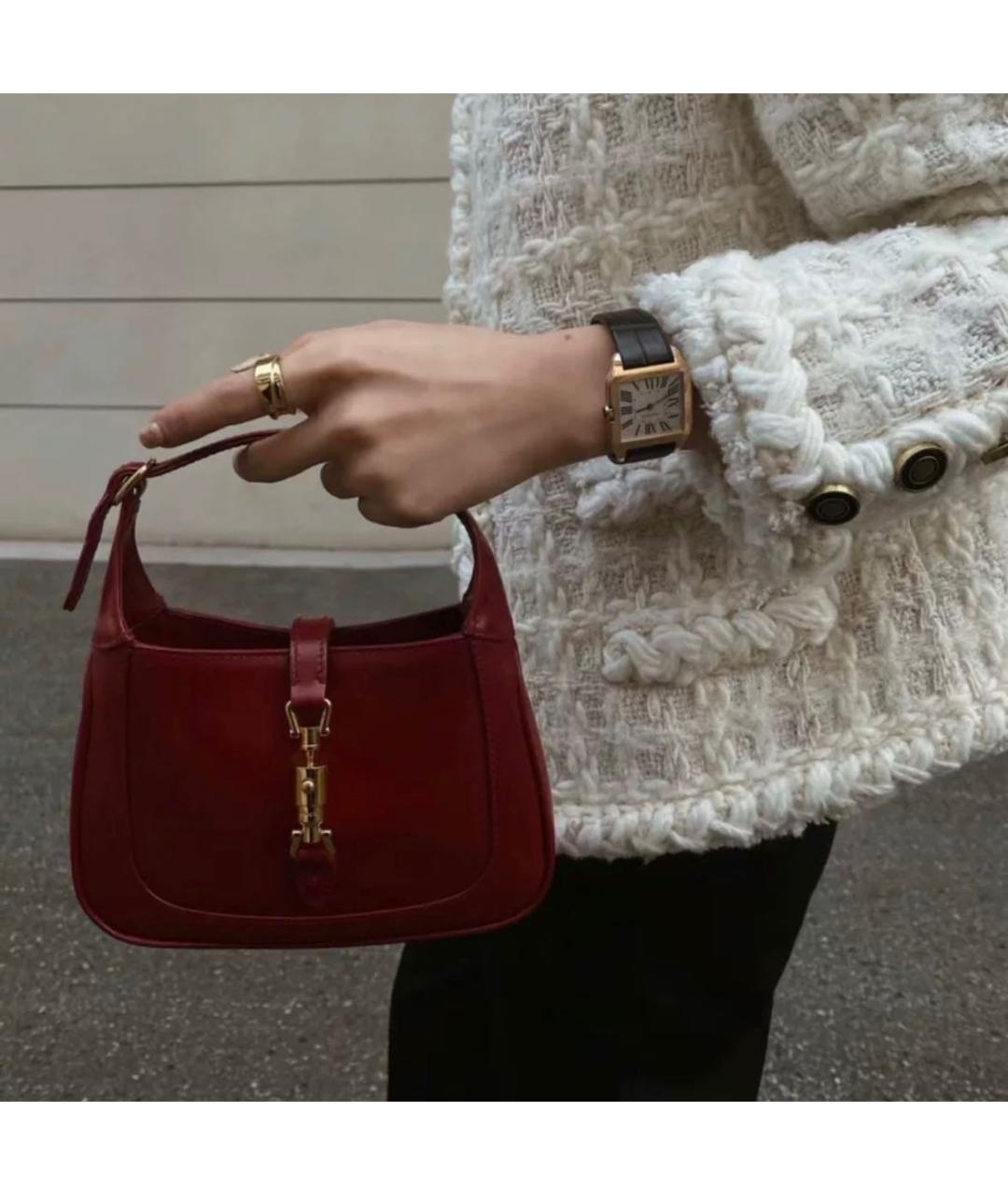 GUCCI Бордовая кожаная сумка с короткими ручками, фото 6