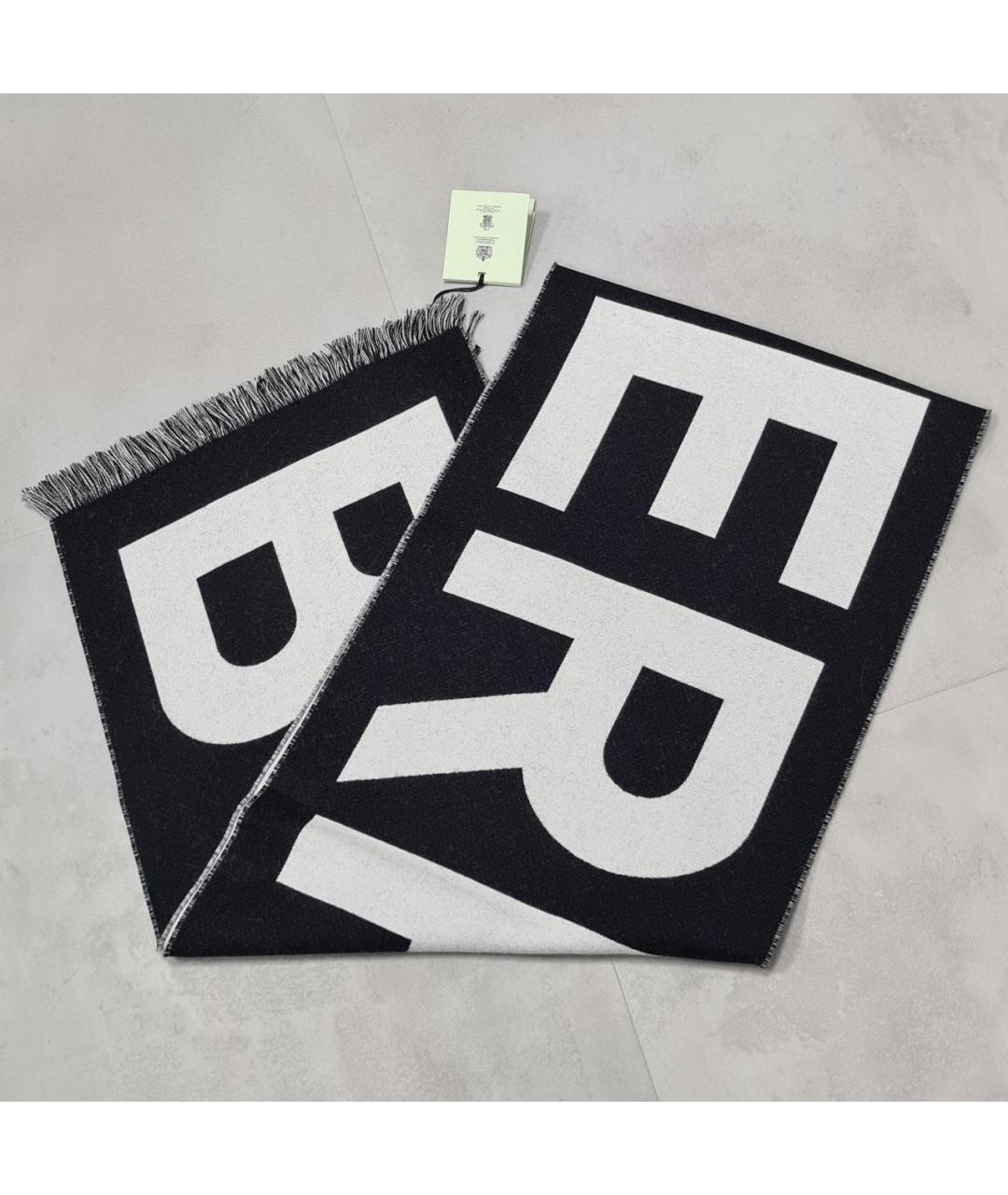 BURBERRY Черный шерстяной шарф, фото 2