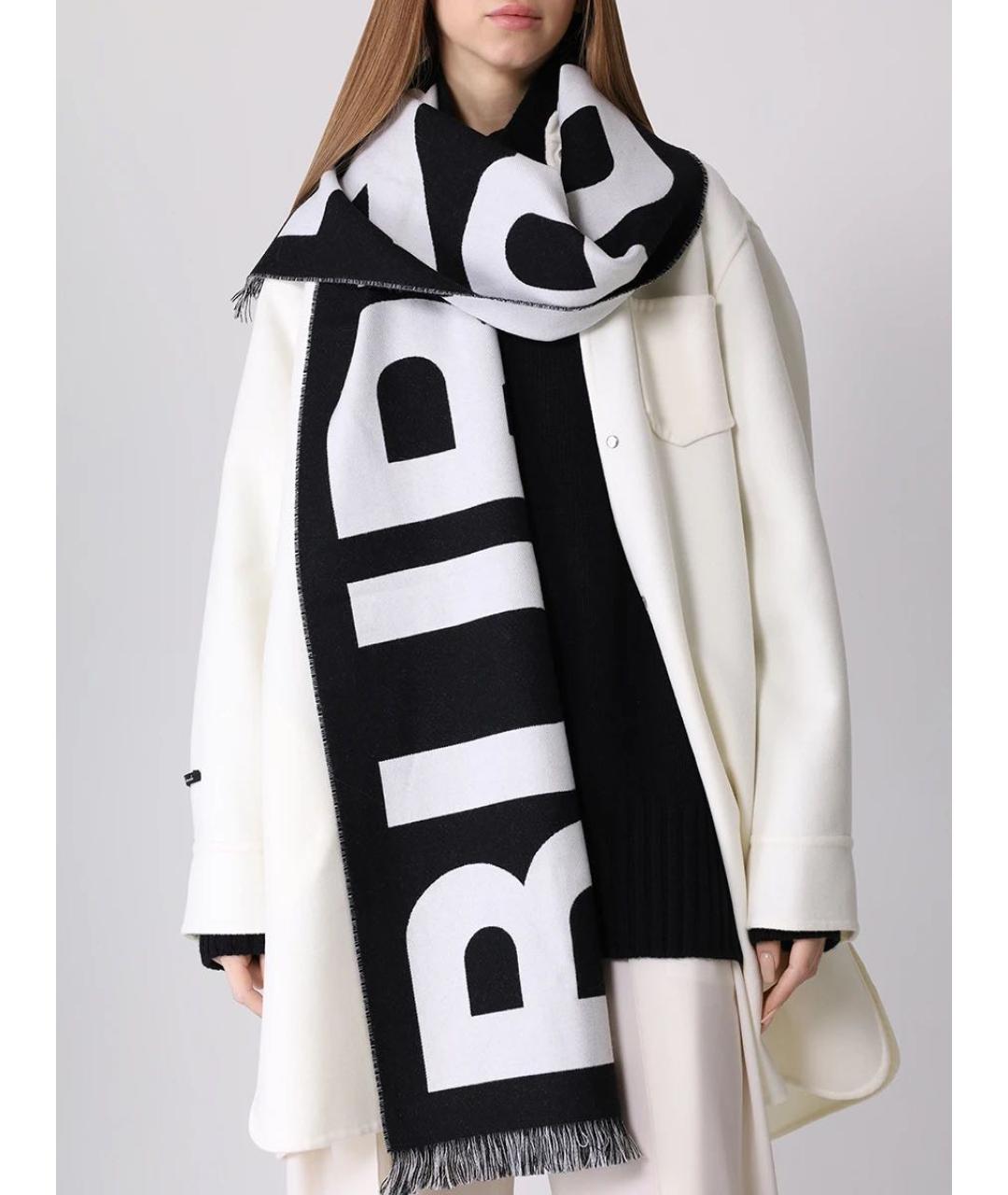 BURBERRY Черный шерстяной шарф, фото 8