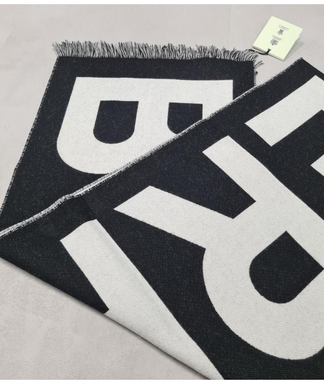 BURBERRY Черный шерстяной шарф, фото 3