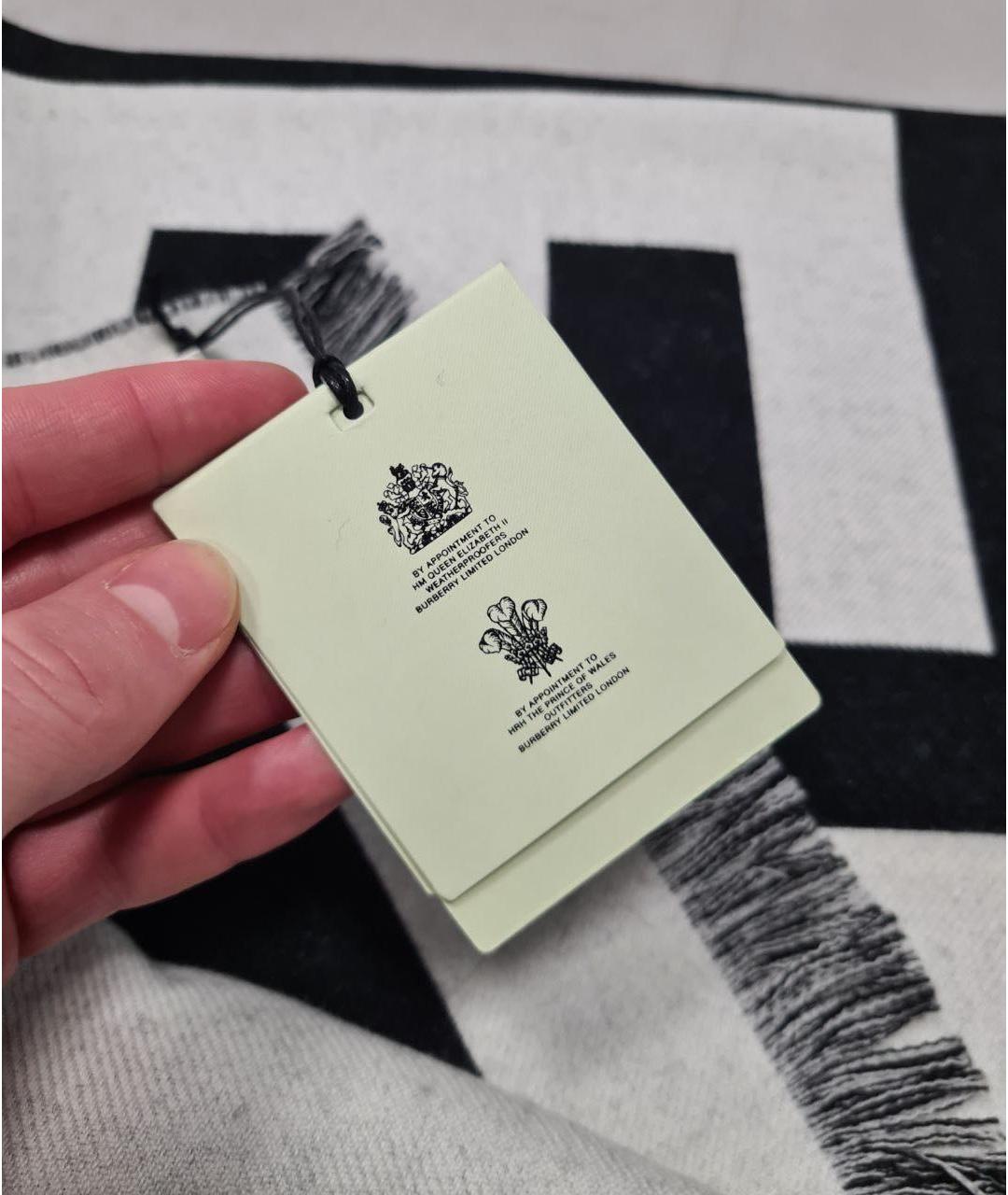 BURBERRY Черный шерстяной шарф, фото 6