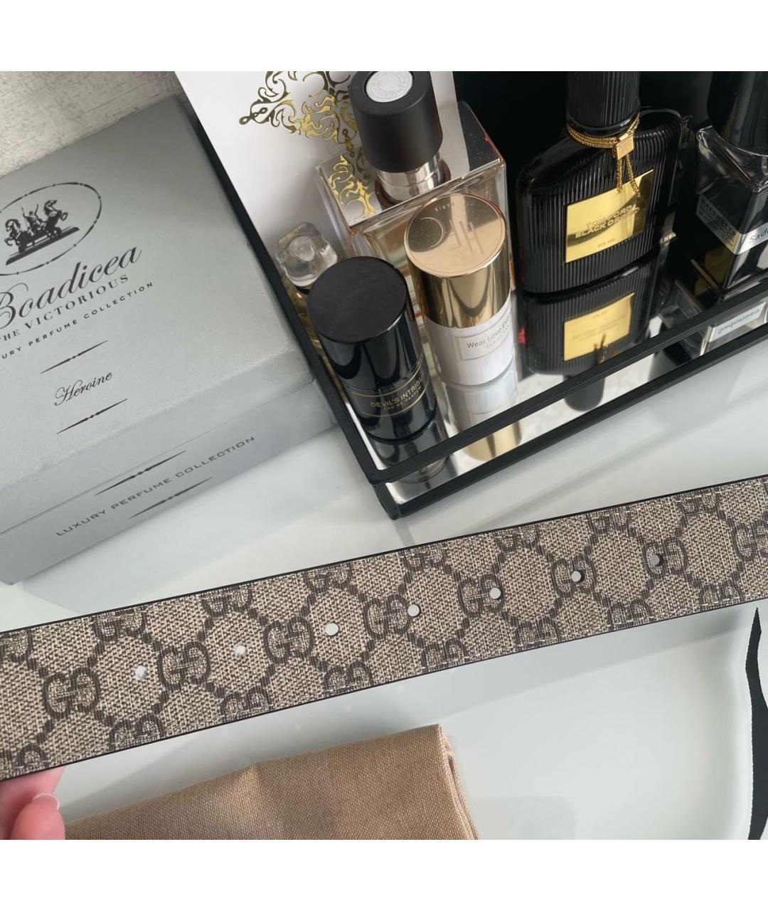 GUCCI Бежевый кожаный ремень, фото 6