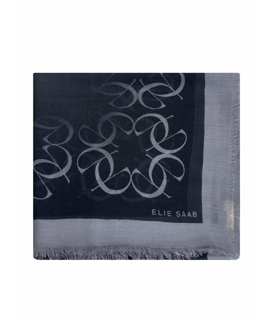 ELIE SAAB Антрацитовый шерстяной платок, фото 1
