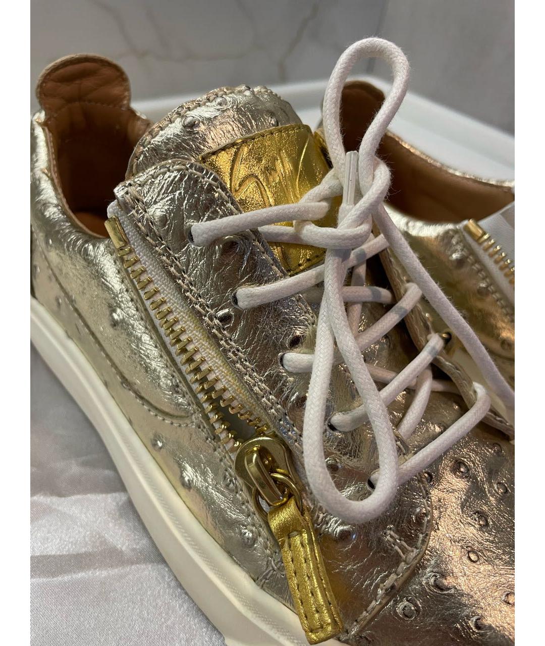 GIUSEPPE ZANOTTI DESIGN Золотые кеды из экзотической кожи, фото 4