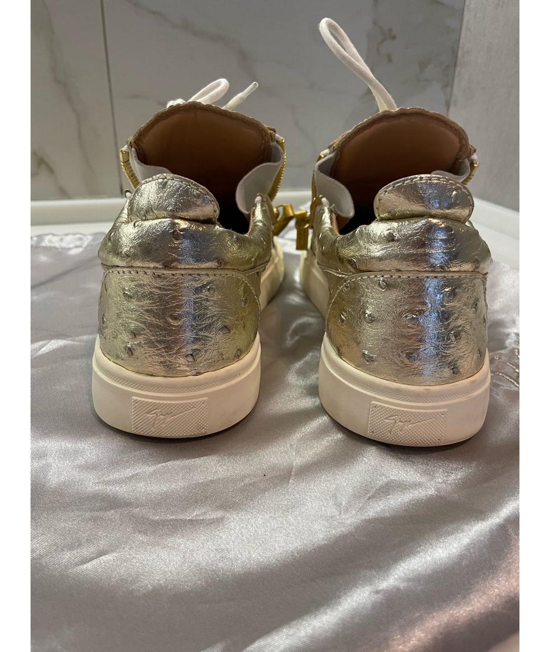 GIUSEPPE ZANOTTI DESIGN Золотые кеды из экзотической кожи, фото 3