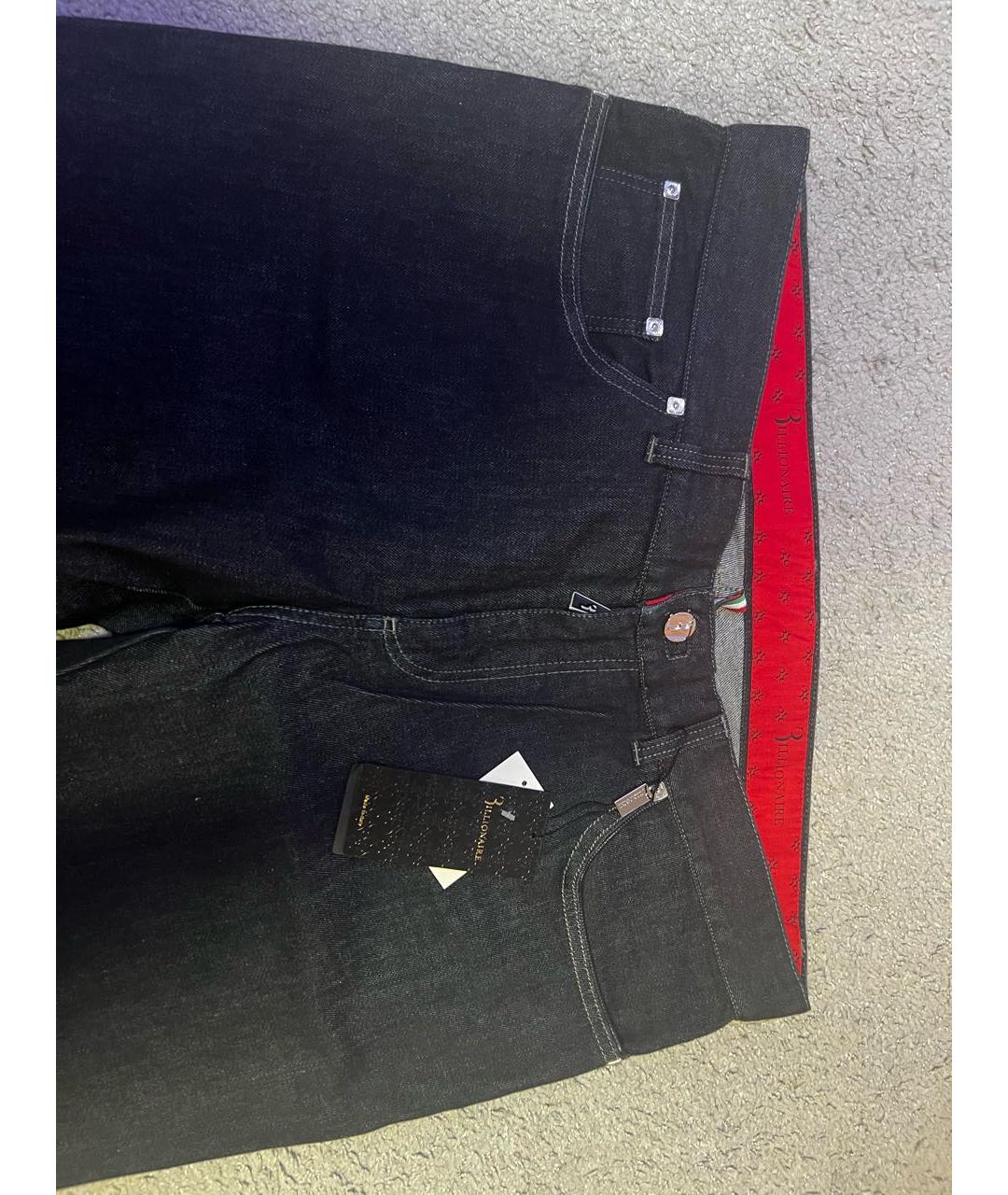 BILLIONAIRE Темно-синие хлопко-эластановые прямые джинсы, фото 3