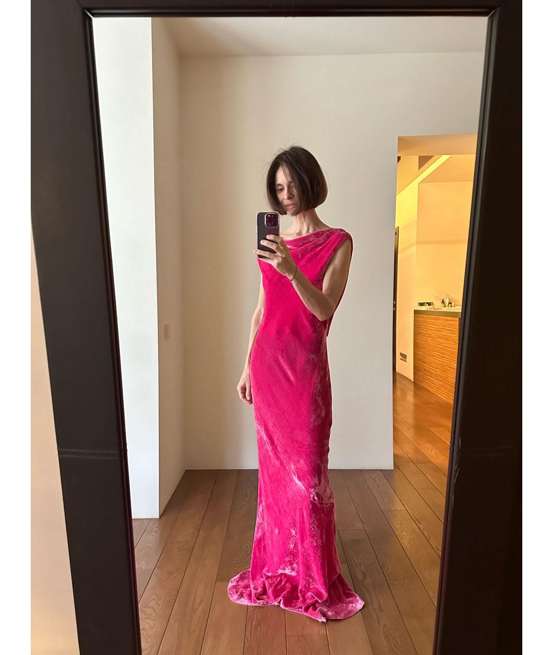 ERIKA CAVALLINI Розовое бархатное вечернее платье, фото 5