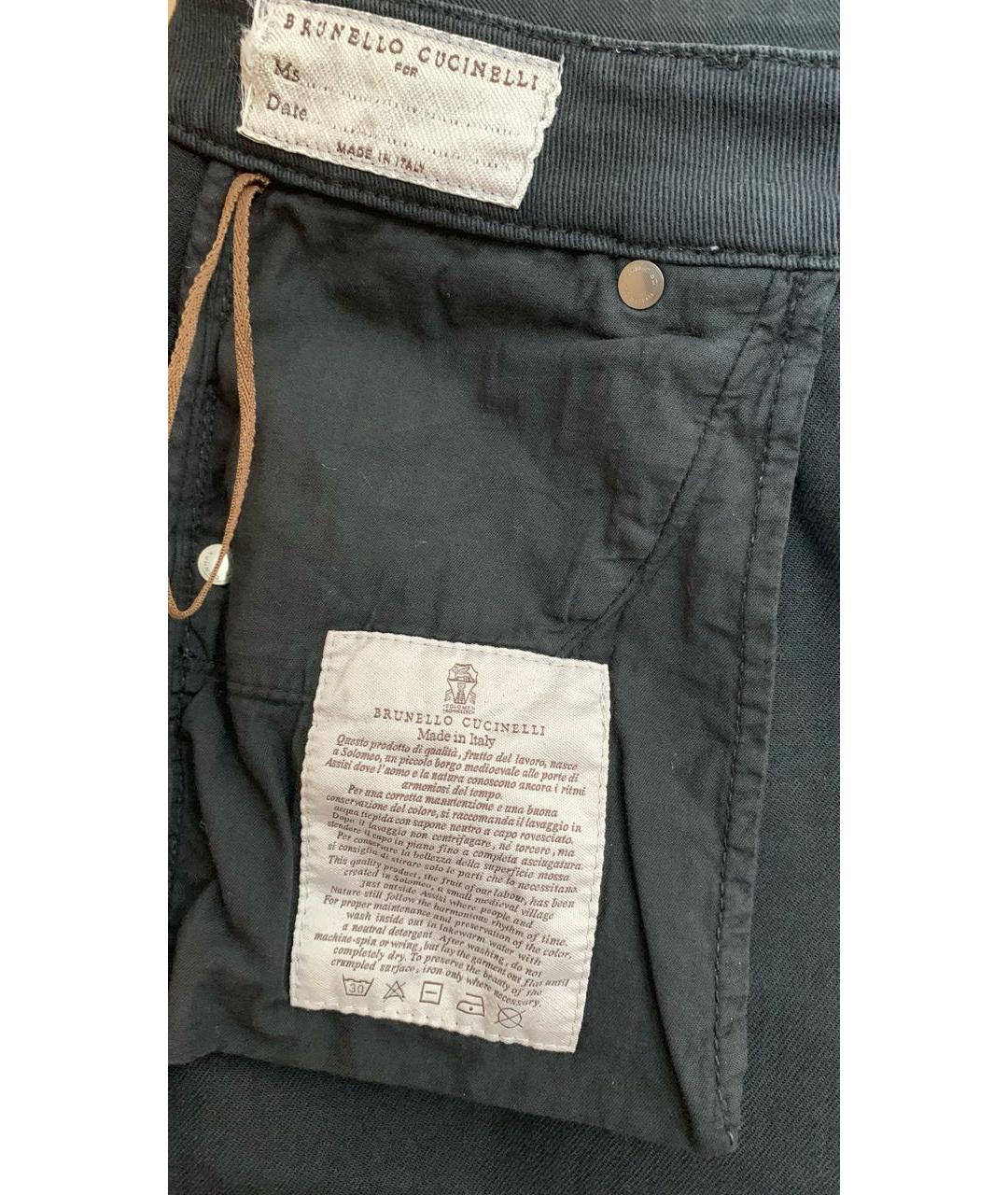 BRUNELLO CUCINELLI Черные хлопко-эластановые прямые джинсы, фото 4