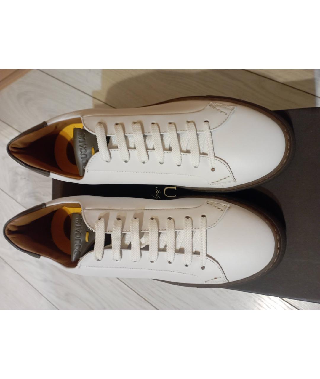 DOUCAL'S Белые кожаные низкие кроссовки / кеды, фото 6