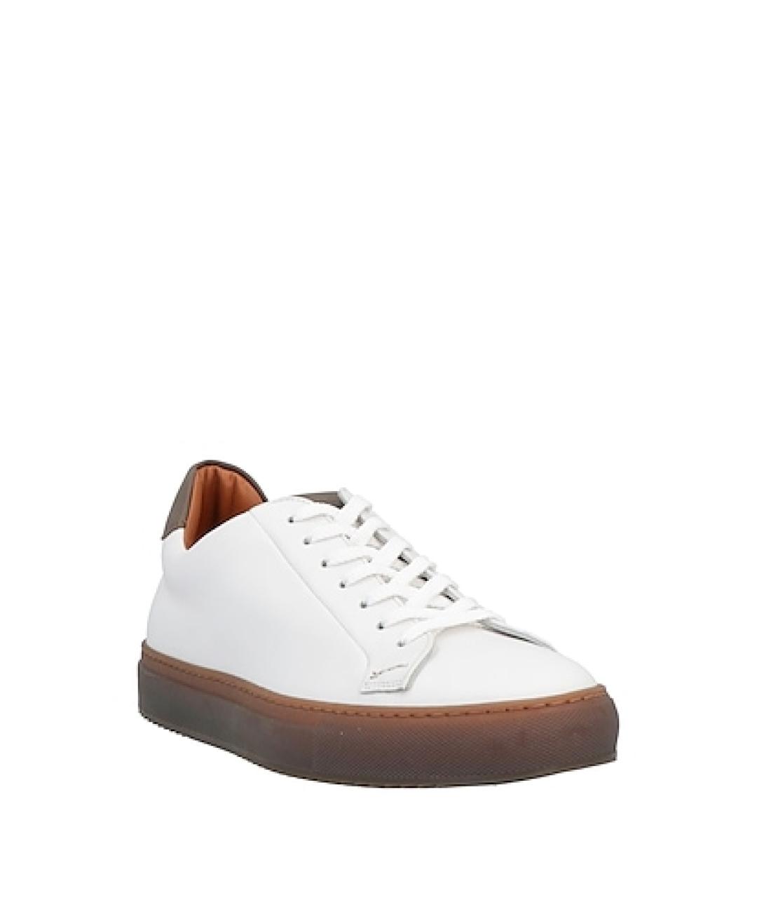 DOUCAL'S Белые кожаные низкие кроссовки / кеды, фото 3
