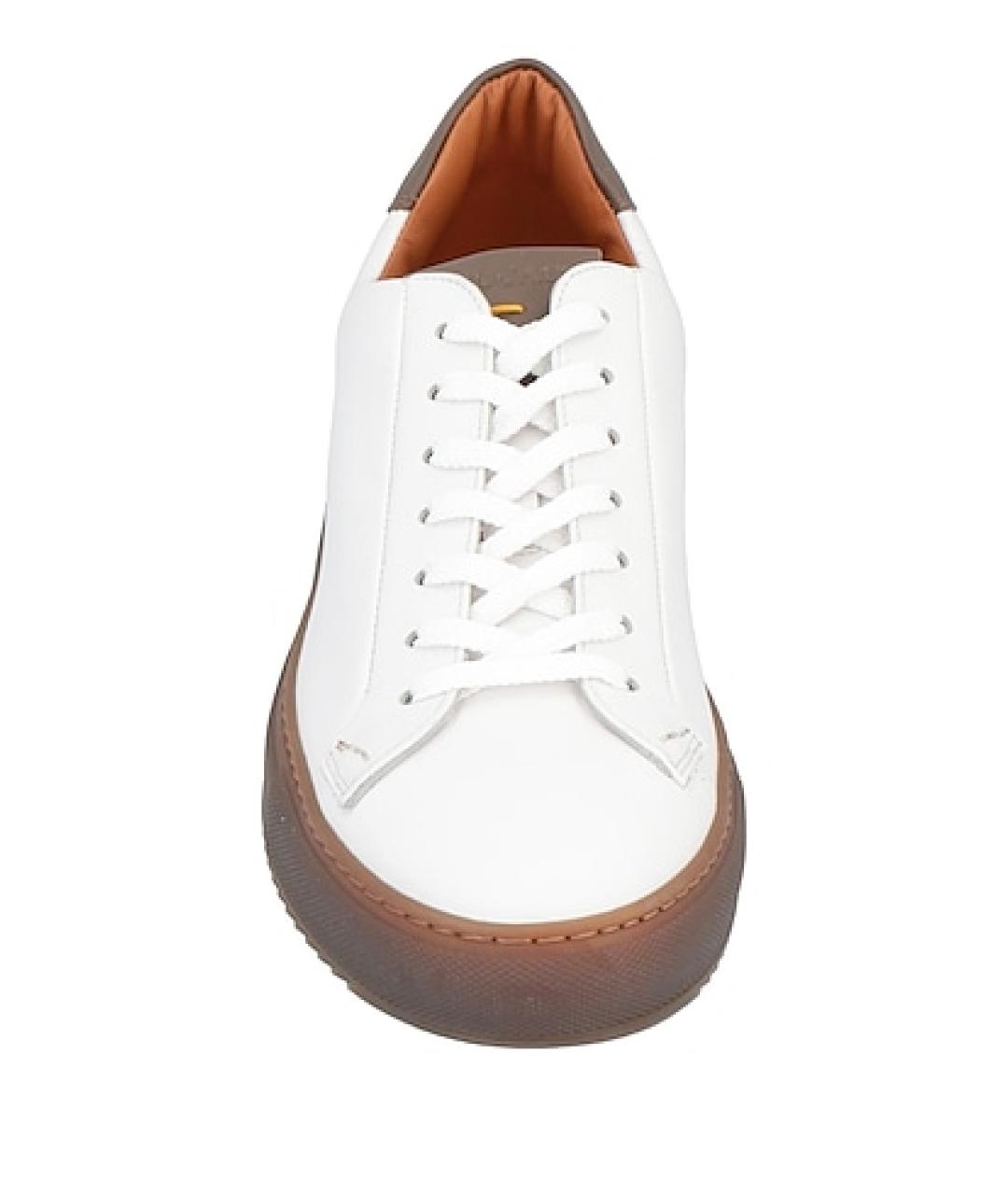 DOUCAL'S Белые кожаные низкие кроссовки / кеды, фото 2