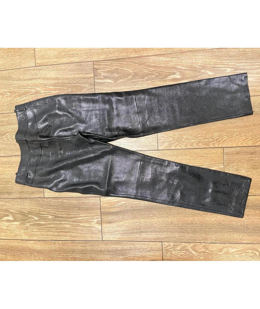 CHANEL PRE-OWNED Черные кожаные прямые брюки, фото 2