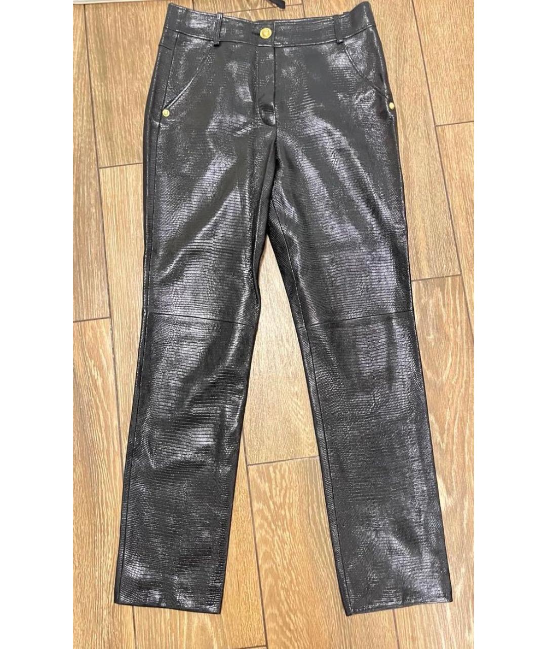 CHANEL PRE-OWNED Черные кожаные прямые брюки, фото 5