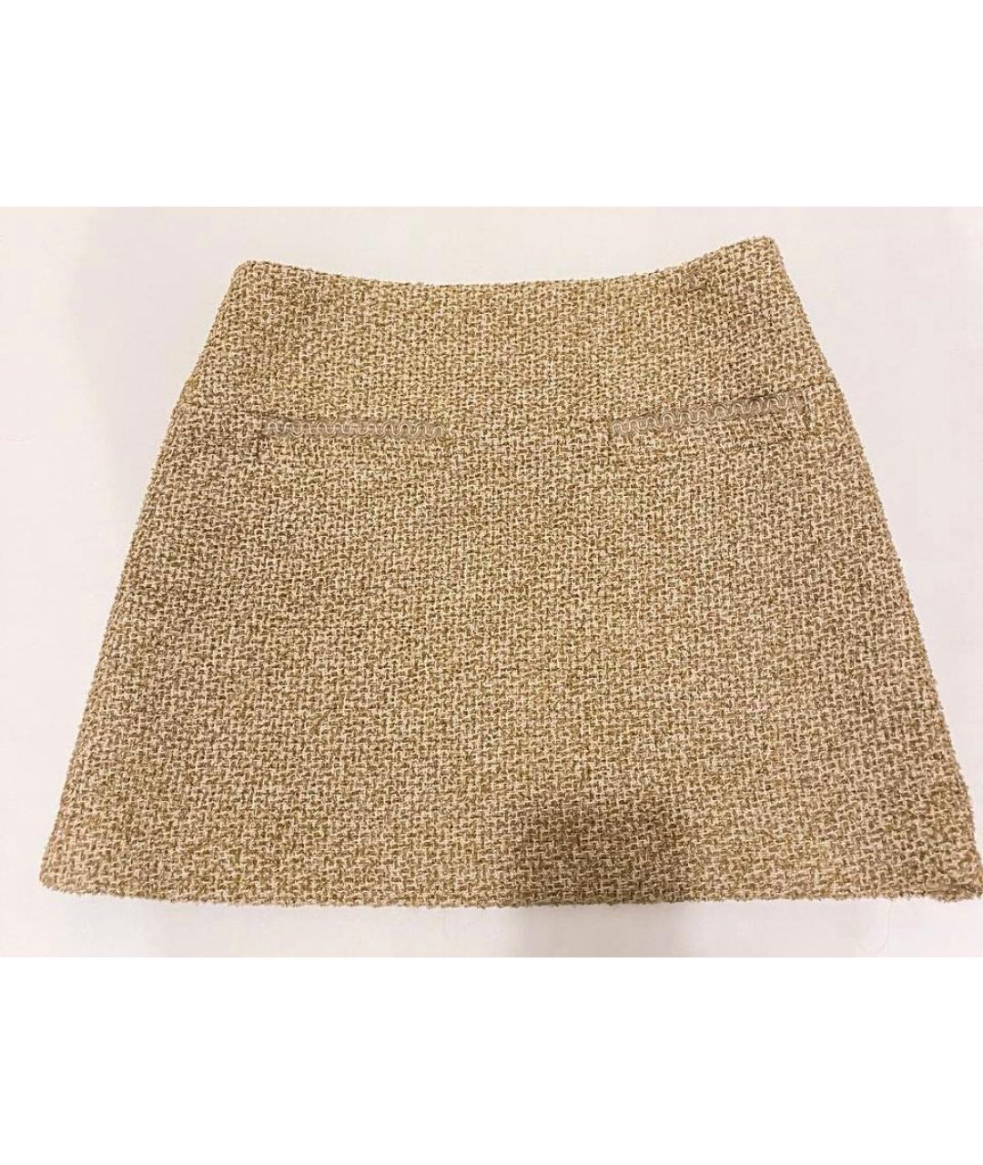 CHANEL PRE-OWNED Золотая твидовая юбка мини, фото 4