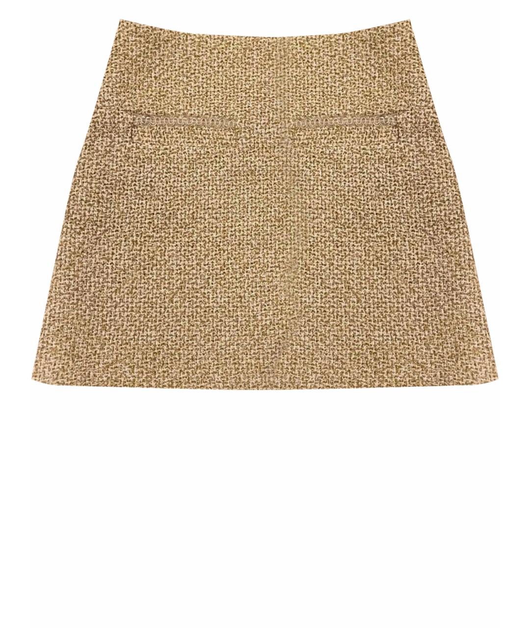 CHANEL PRE-OWNED Золотая твидовая юбка мини, фото 1
