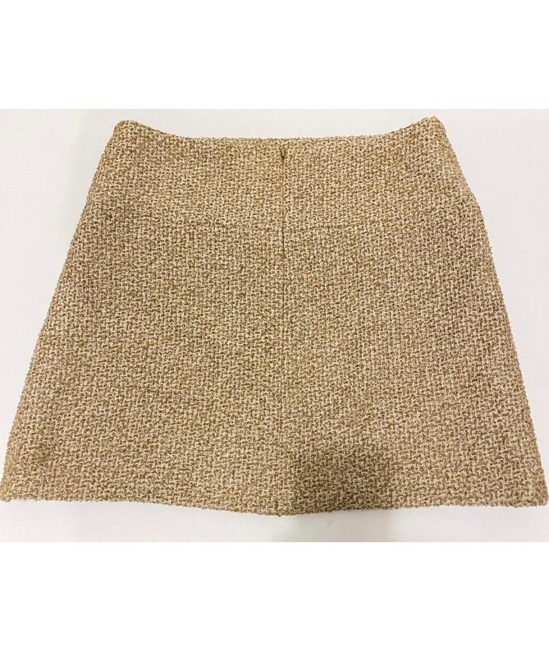 CHANEL PRE-OWNED Золотая твидовая юбка мини, фото 2