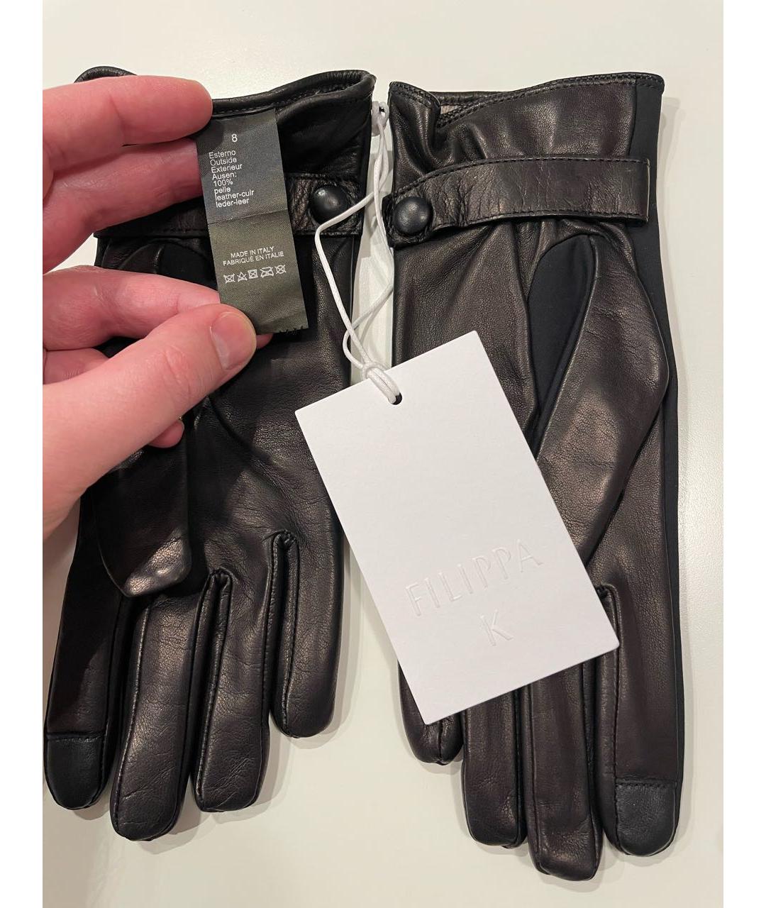 FILIPPA-K Черные кожаные перчатки, фото 4