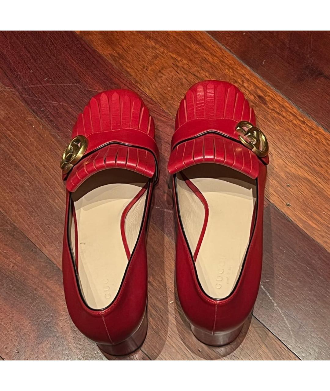 GUCCI Красные кожаные туфли, фото 3