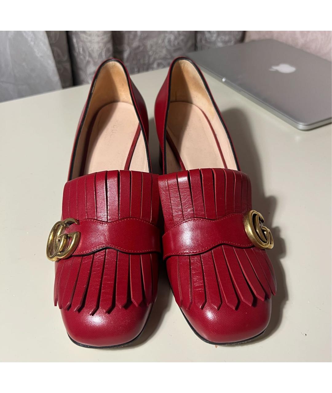GUCCI Красные кожаные туфли, фото 2
