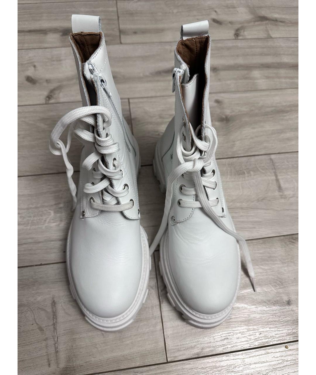 GIANNI RENZI Белые кожаные ботинки, фото 2