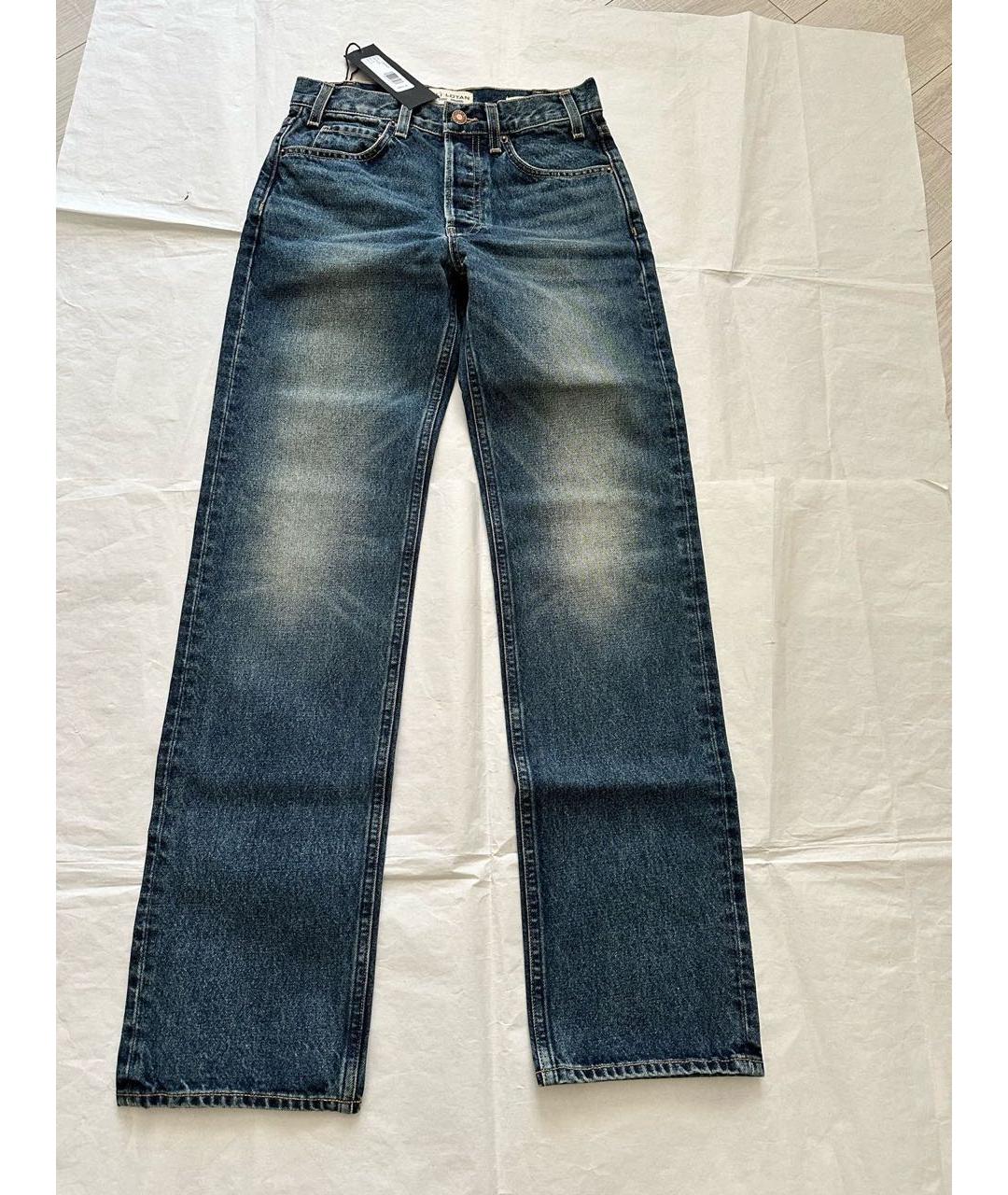 NILI LOTAN Темно-синие хлопковые прямые джинсы, фото 4