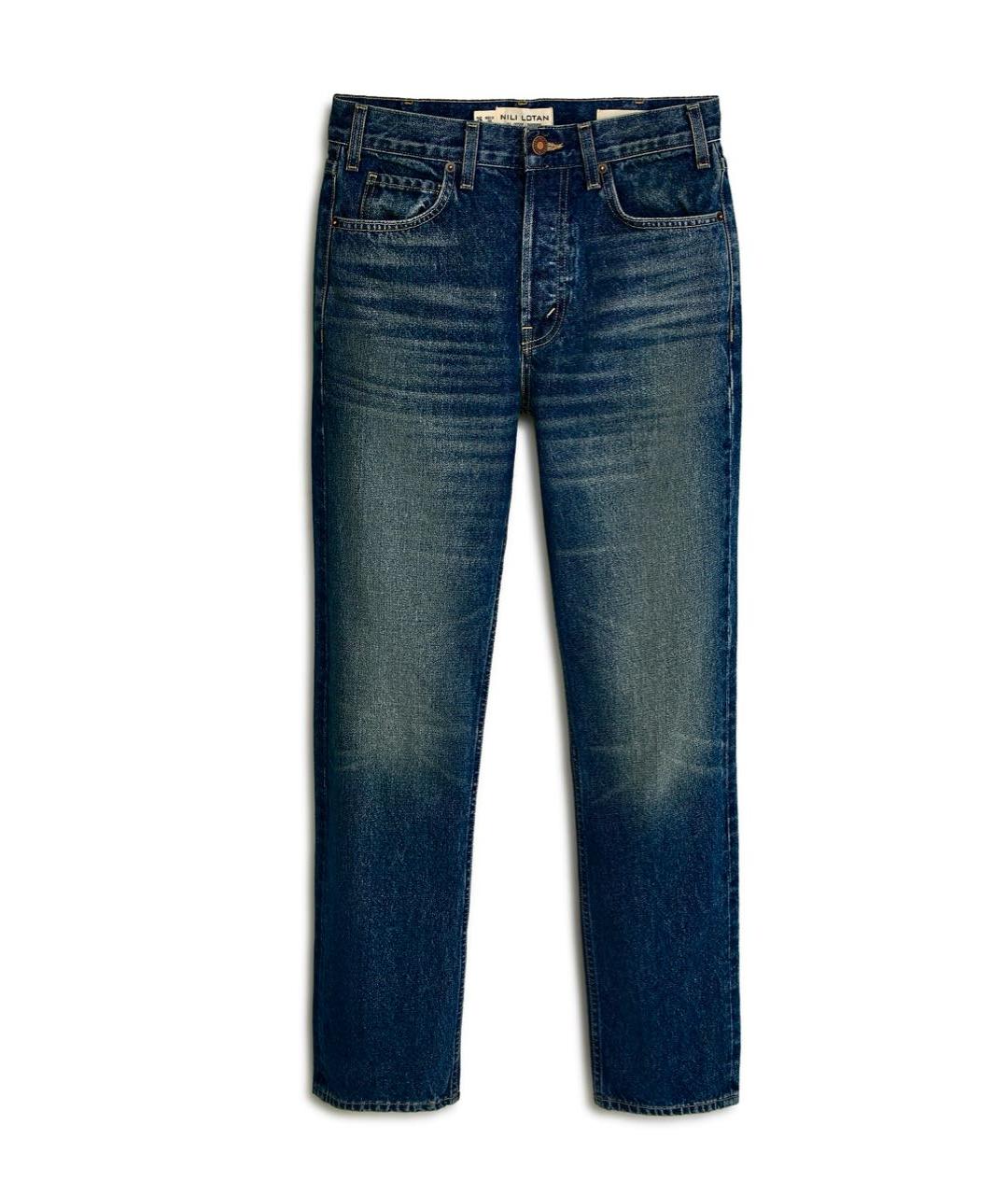 NILI LOTAN Темно-синие хлопковые прямые джинсы, фото 1