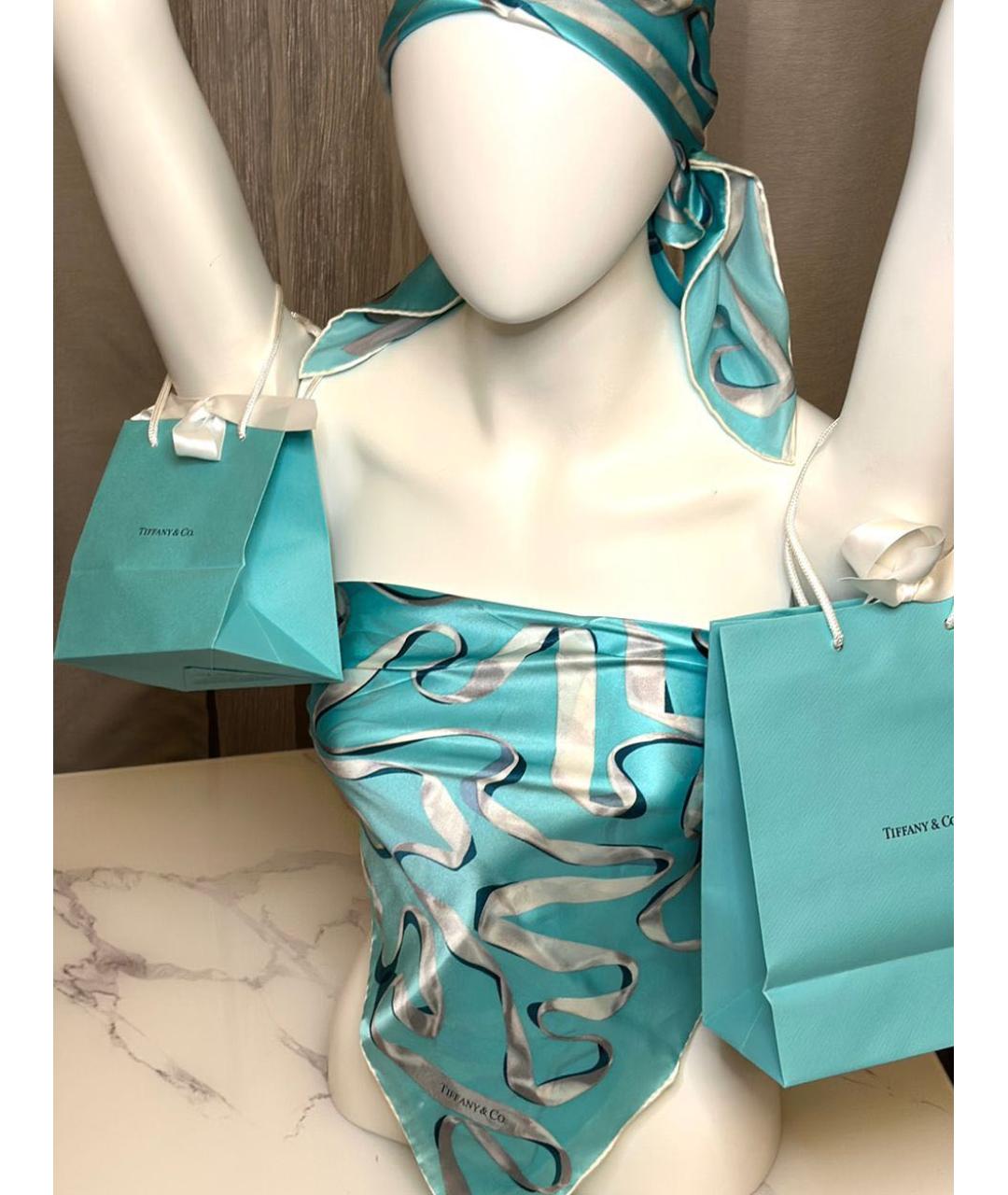 TIFFANY&CO Бордовый шелковый платок, фото 6