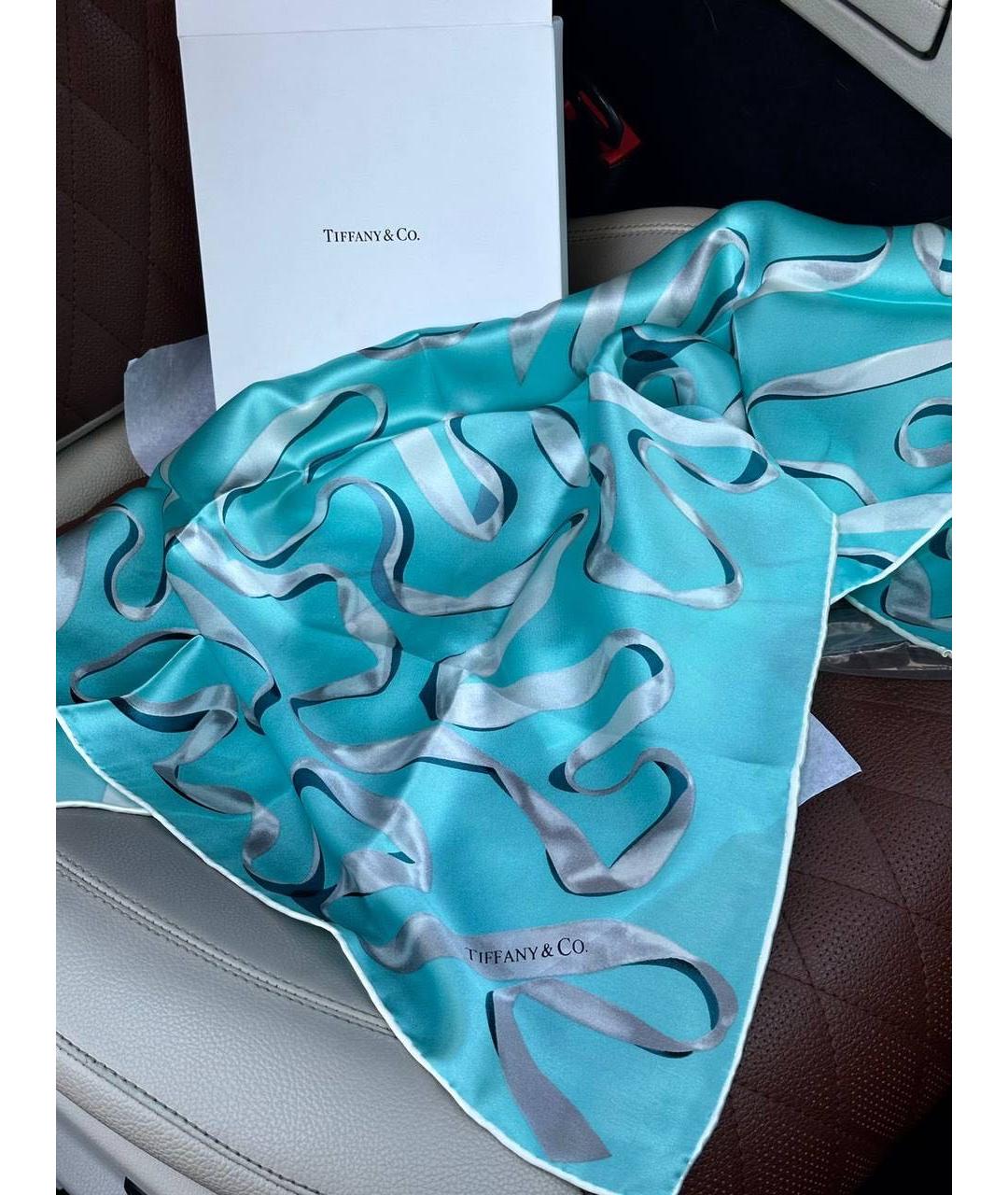 TIFFANY&CO Бордовый шелковый платок, фото 3