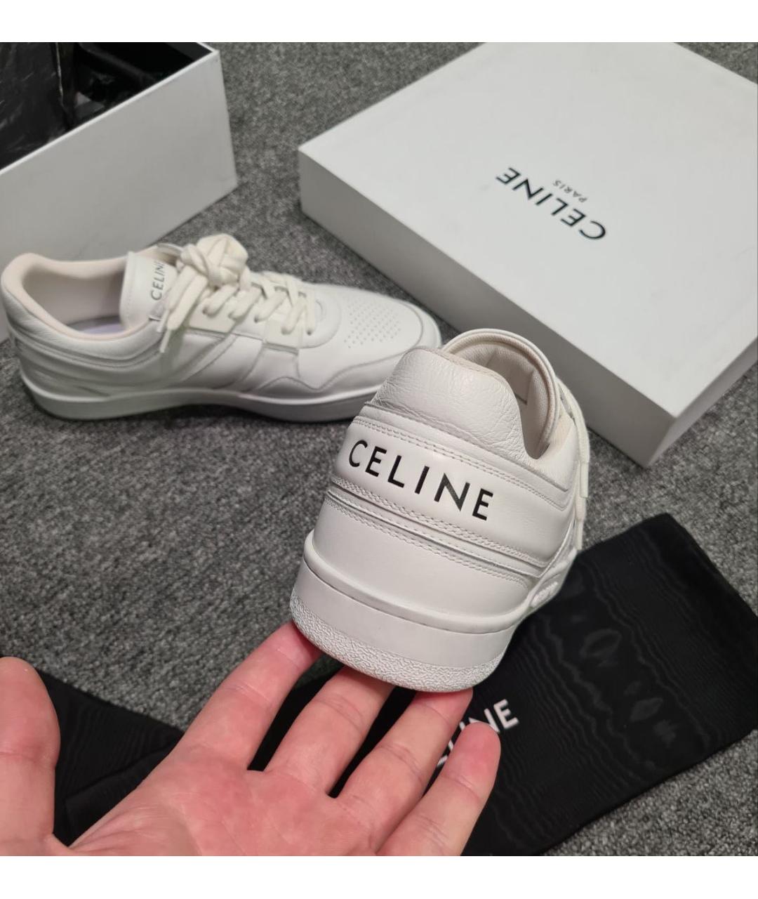 CELINE PRE-OWNED Белые кожаные низкие кроссовки / кеды, фото 4