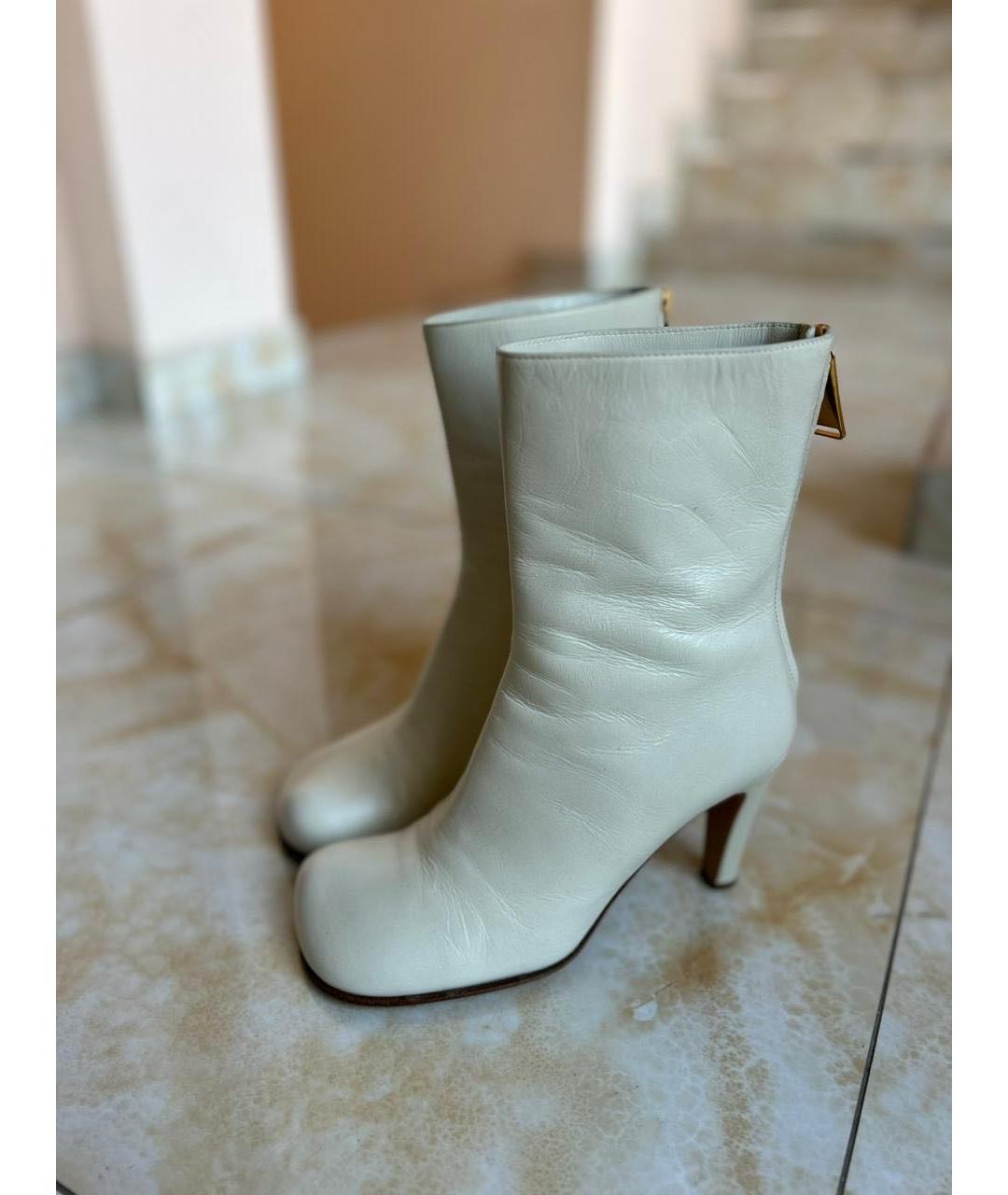 BOTTEGA VENETA Белые кожаные ботинки, фото 8