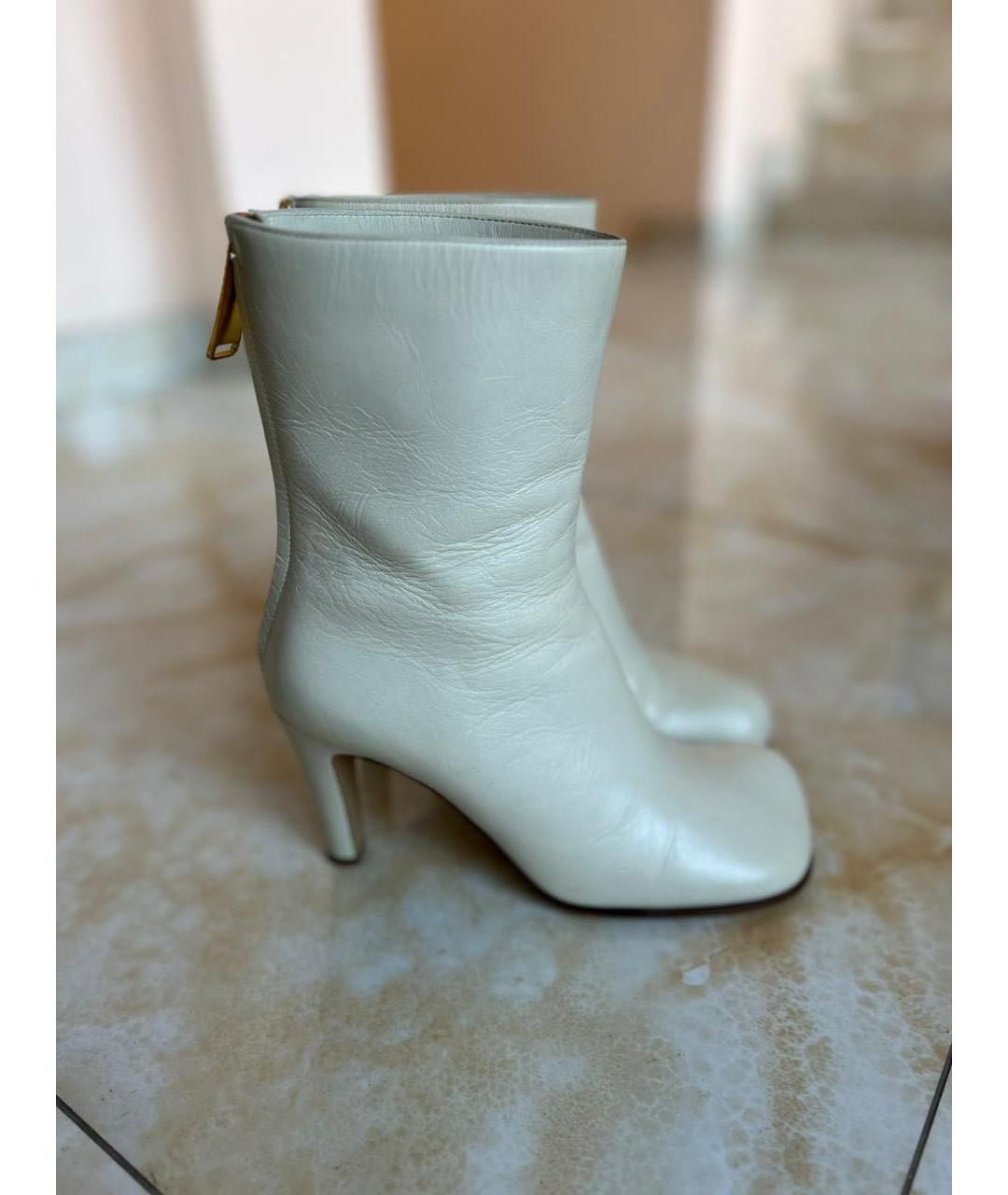 BOTTEGA VENETA Белые кожаные ботинки, фото 9