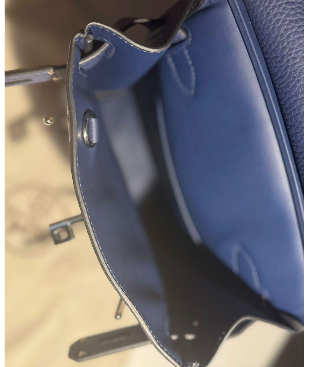 HERMES Темно-синяя кожаная сумка на плечо, фото 4