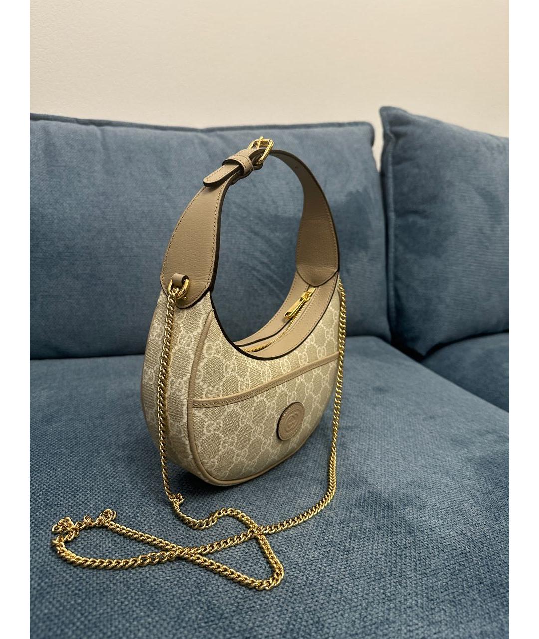 GUCCI Бежевая кожаная сумка с короткими ручками, фото 2