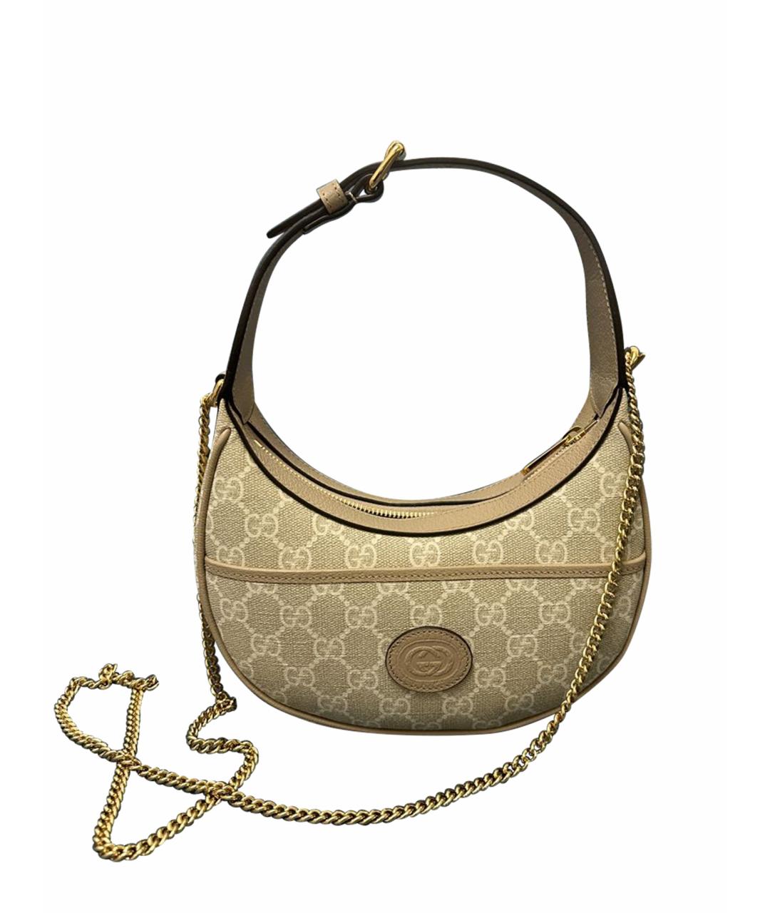 GUCCI Бежевая кожаная сумка с короткими ручками, фото 1