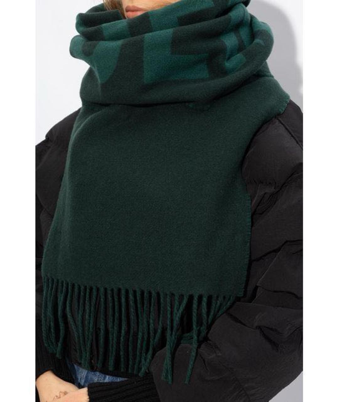JACQUEMUS Зеленый шерстяной шарф, фото 5