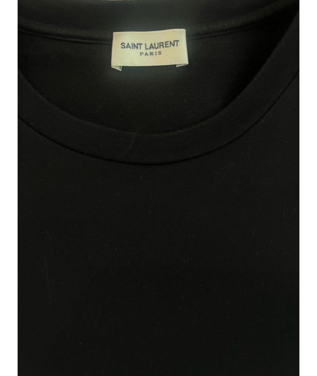 SAINT LAURENT Черная хлопковая футболка, фото 3